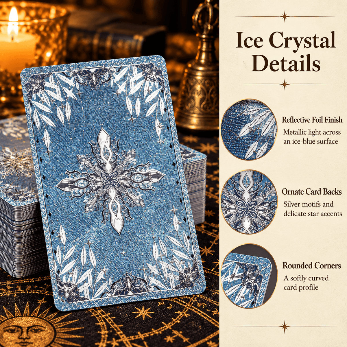 Ice Crystal Starfall — Waite-Style Gold Foil Tarot Deck