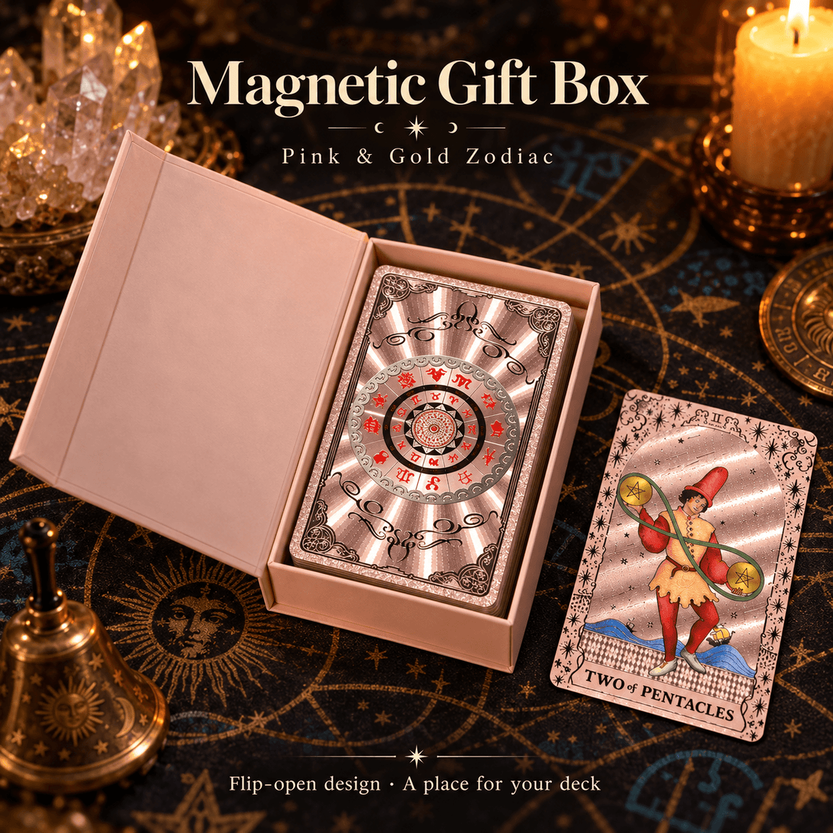 Pink & Gold Zodiac — Waite-Style Gold Foil Tarot Deck