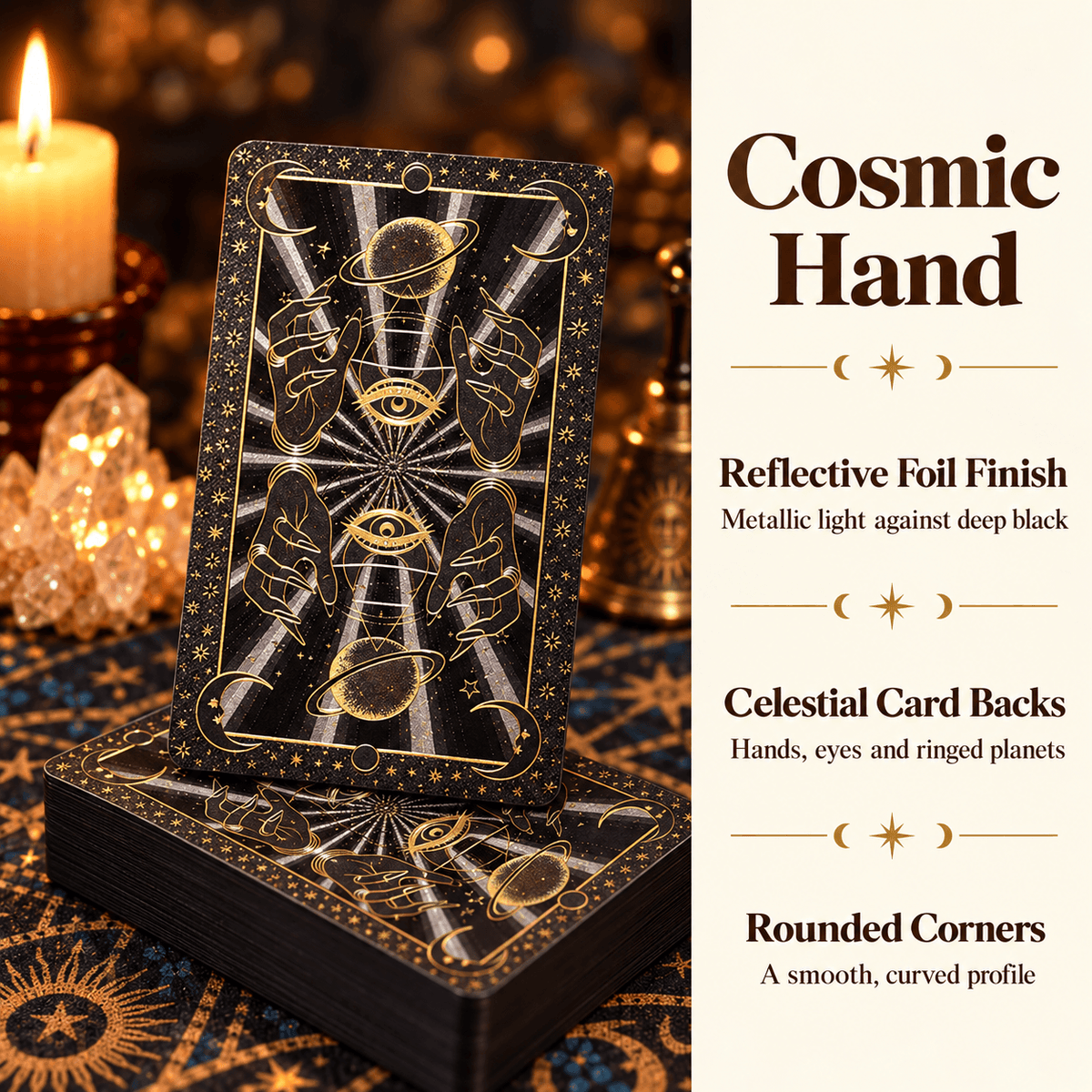 Cosmic Hand — Waite-Style Gold Foil Tarot Deck