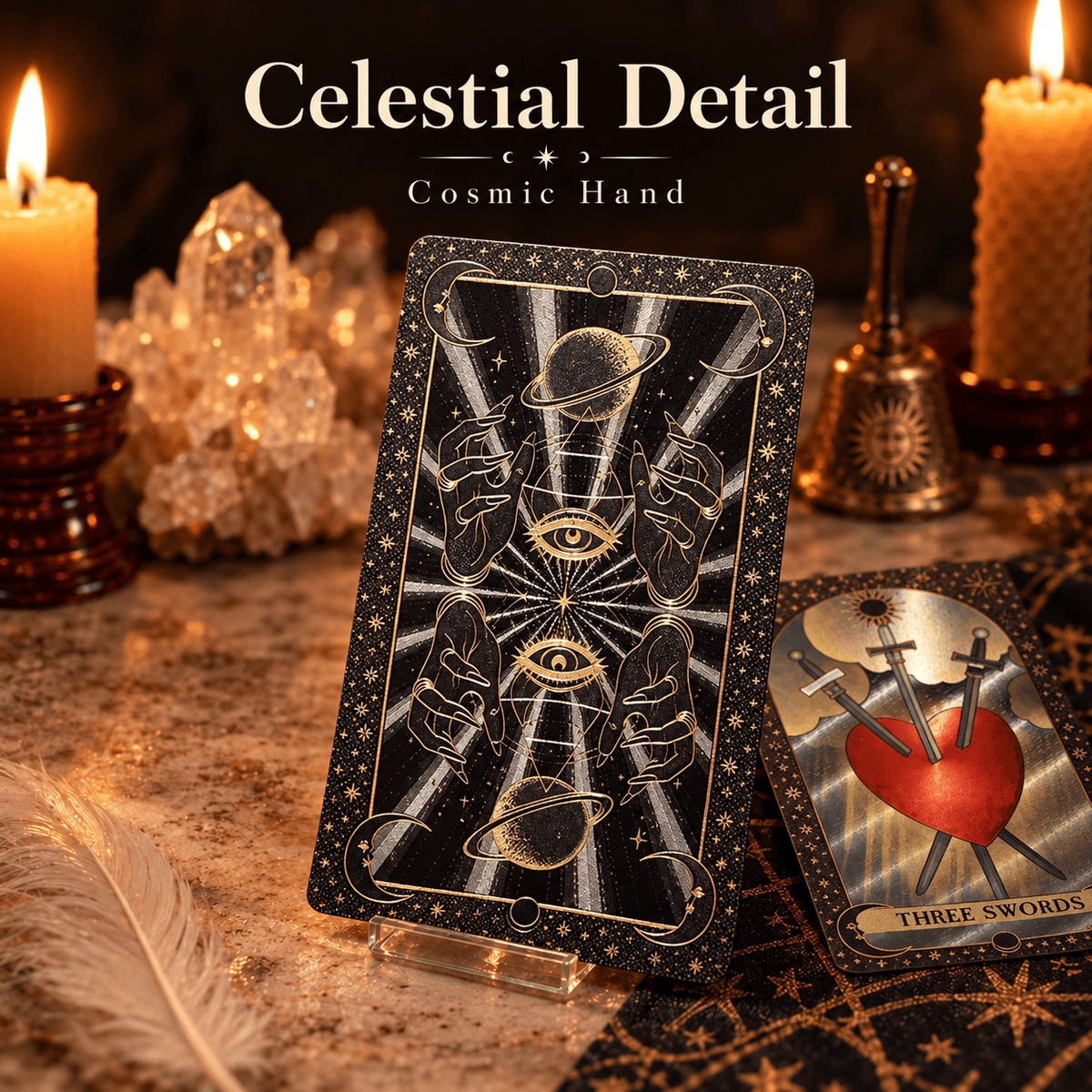 Cosmic Hand — Waite-Style Gold Foil Tarot Deck