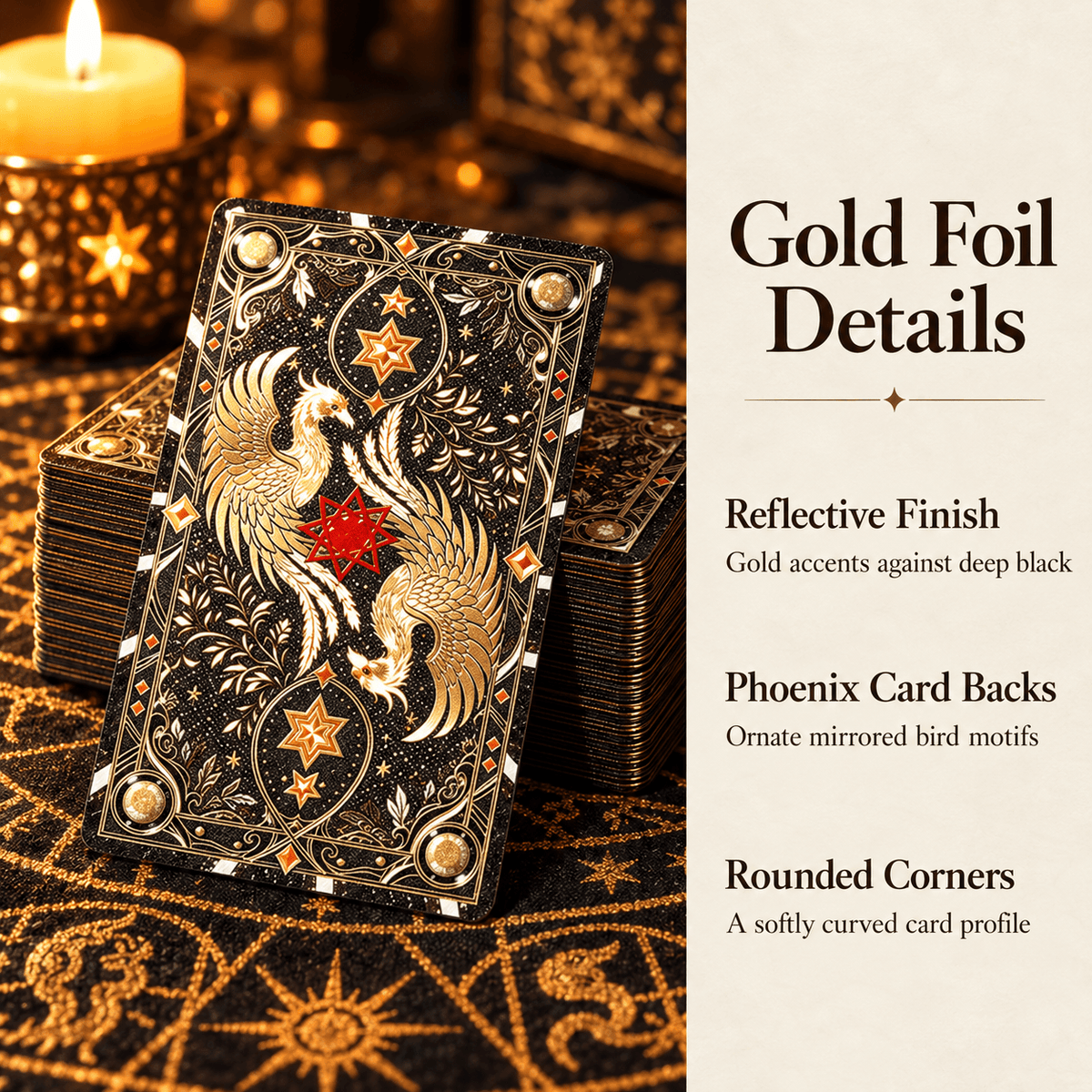Black & Gold Phoenix — Waite-Style Gold Foil Tarot Deck