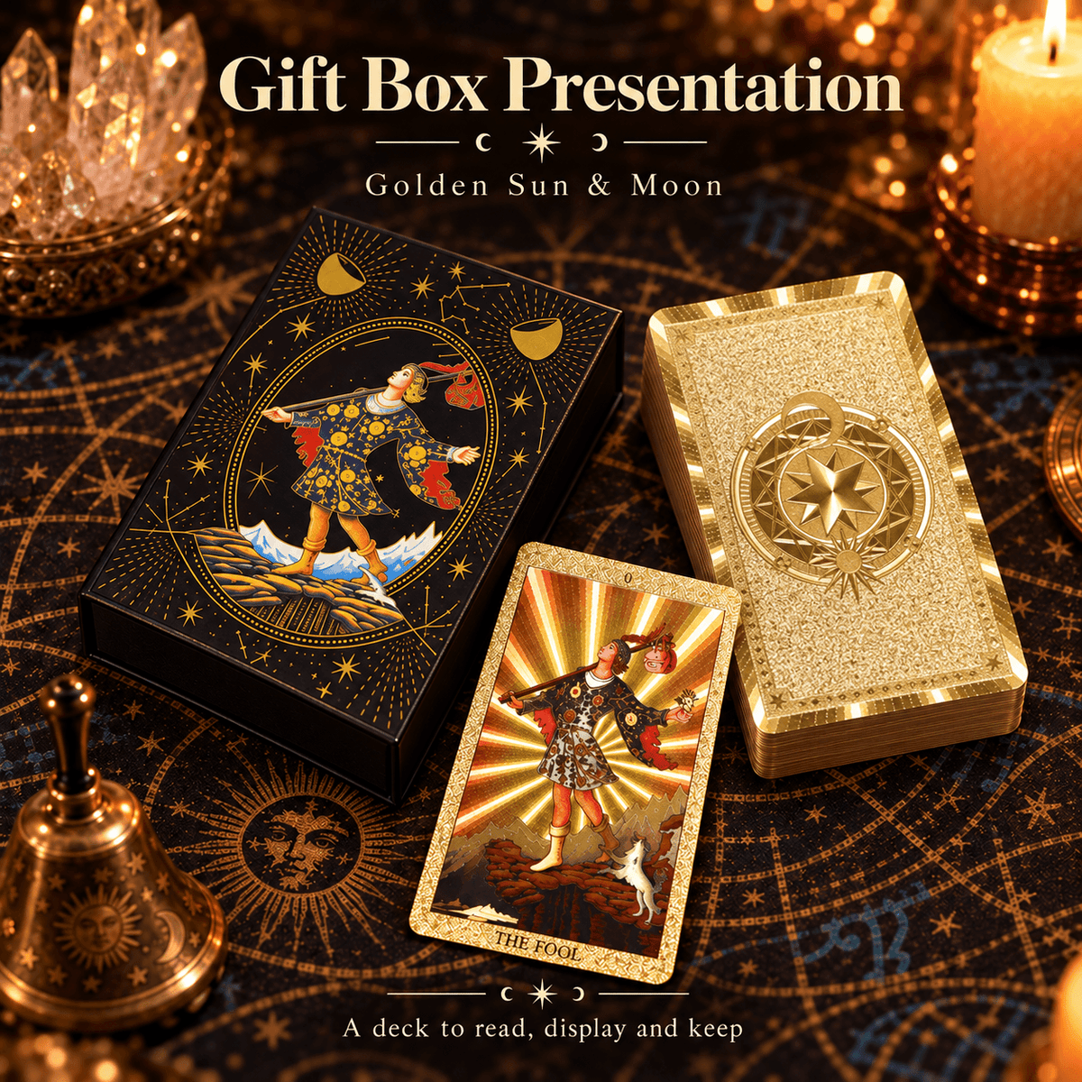 Golden Sun & Moon — Waite-Style Gold Foil Tarot Deck