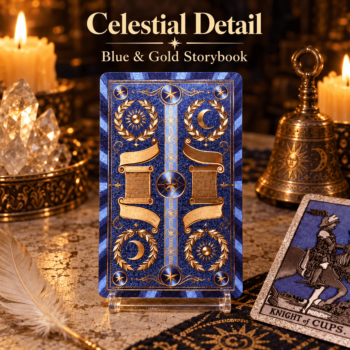 Blue & Gold Storybook — Waite-Style Gold Foil Tarot Deck