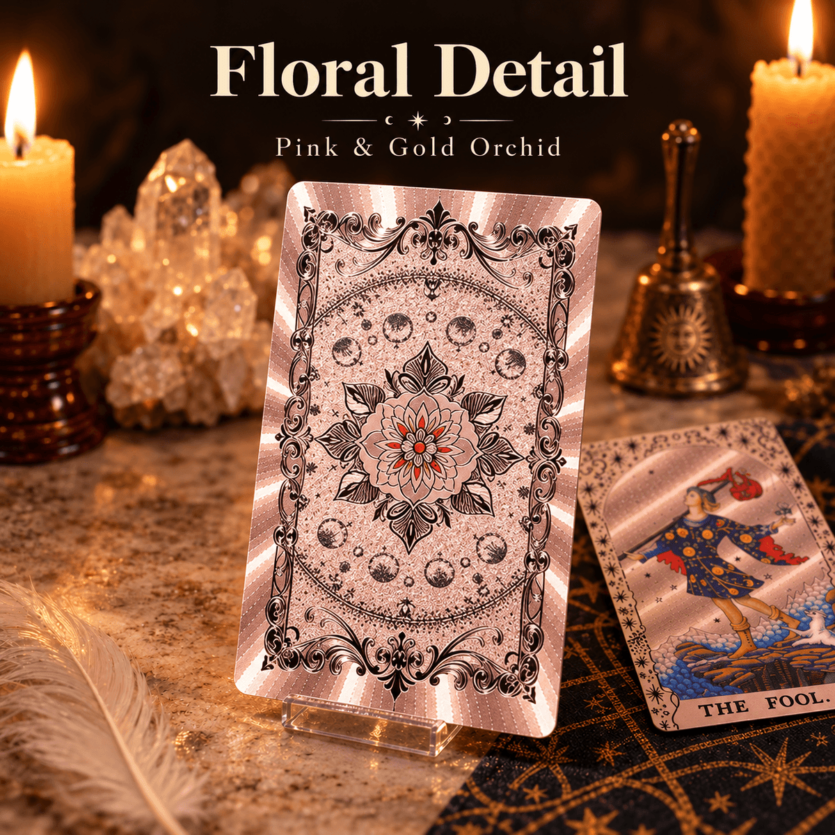Pink & Gold Orchid — Waite-Style Gold Foil Tarot Deck