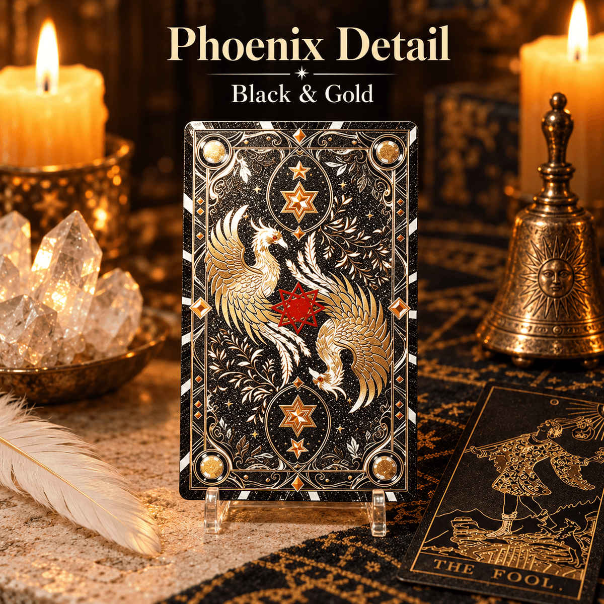 Black & Gold Phoenix — Waite-Style Gold Foil Tarot Deck