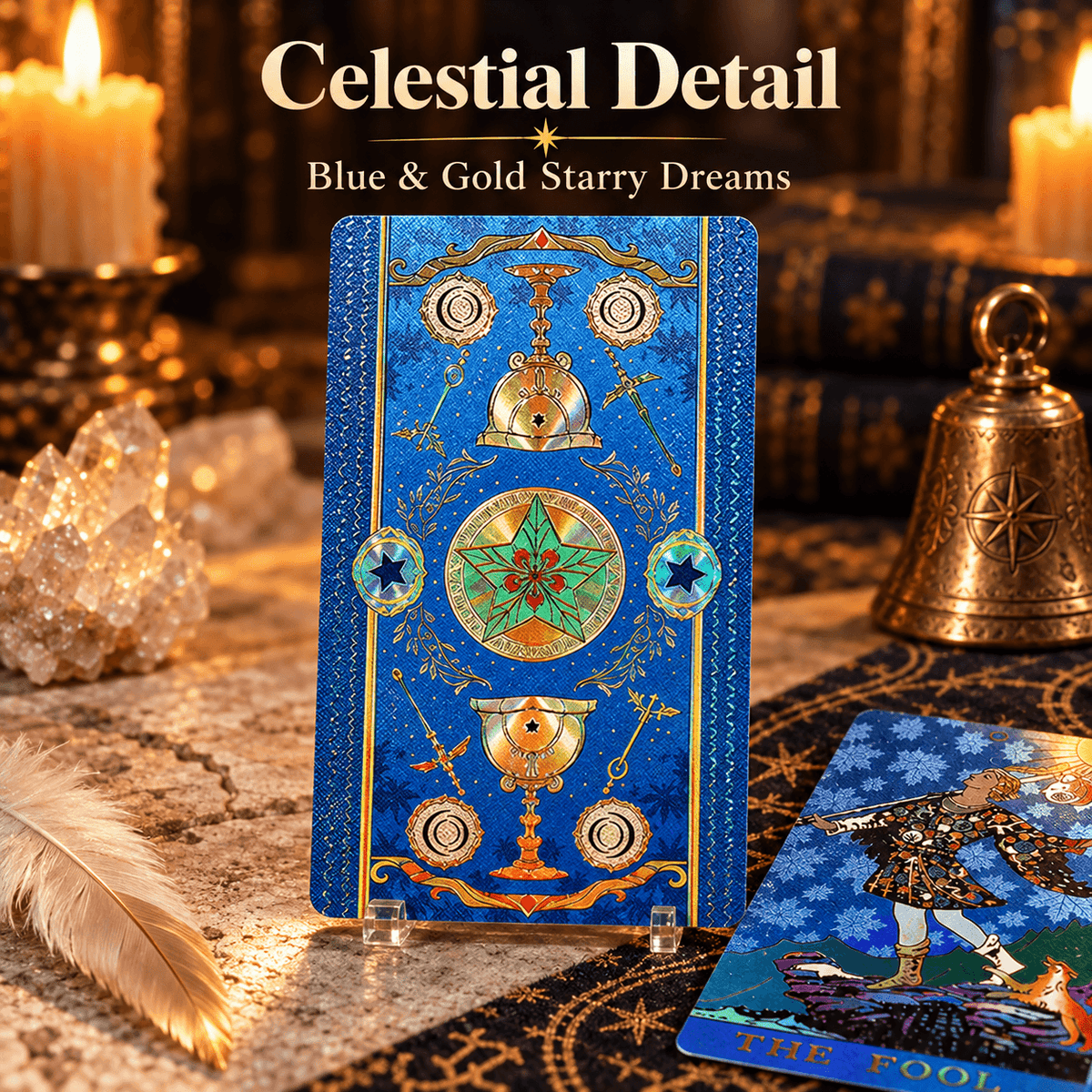 Blue & Gold Starry Dreams — Waite-Style Gold Foil Tarot Deck