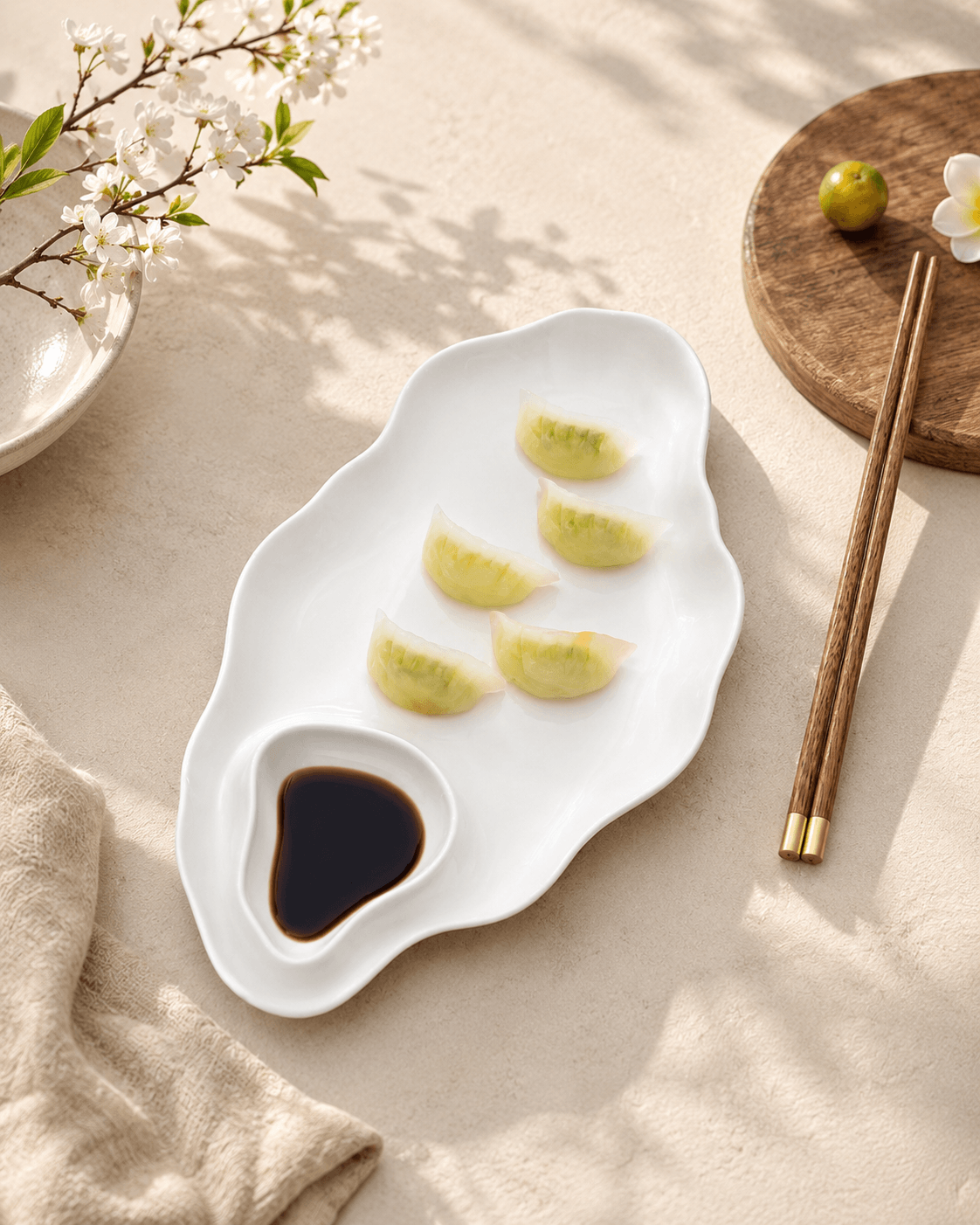 Dumpling & Dip Serving Plate