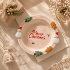 Pink Christmas Character Ceramic Plate