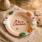Pink Christmas Character Ceramic Plate