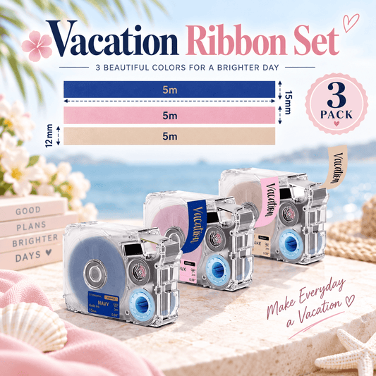 Phomemo T20 12mmx5m Navy&Pink&Beige Ribbon Label Tapes for P15/A30