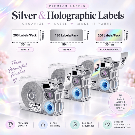 Phomemo T25 14mm Clear&Laser&Silver Thermal Transfer Label Tapes for P15/A30