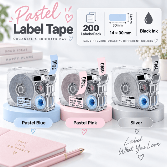 Phomemo T21 14x30mm Blue&Pink&Silver Thermal Transfer Label Tapes for P15/A30