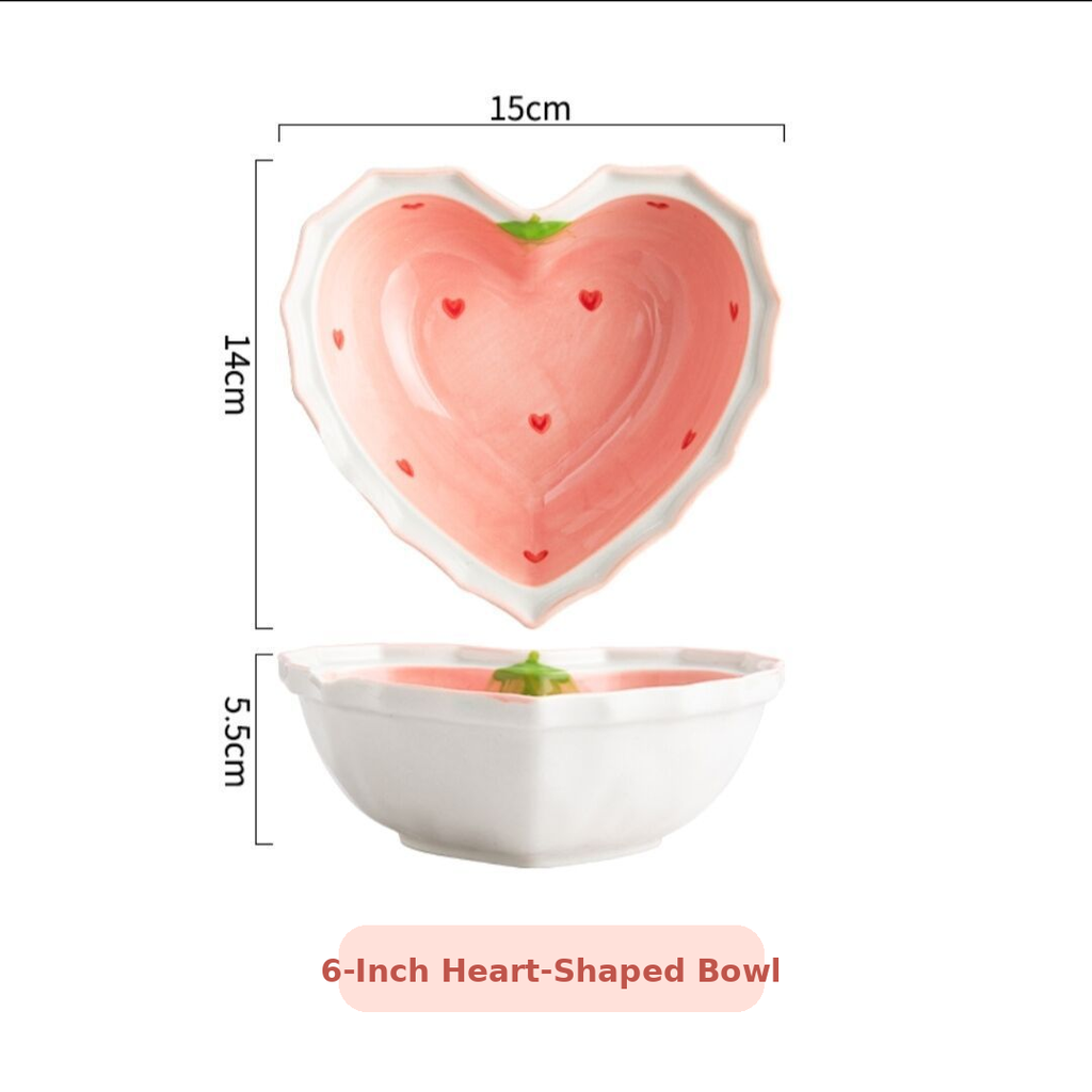 Strawberry Heart Ceramic Bowl