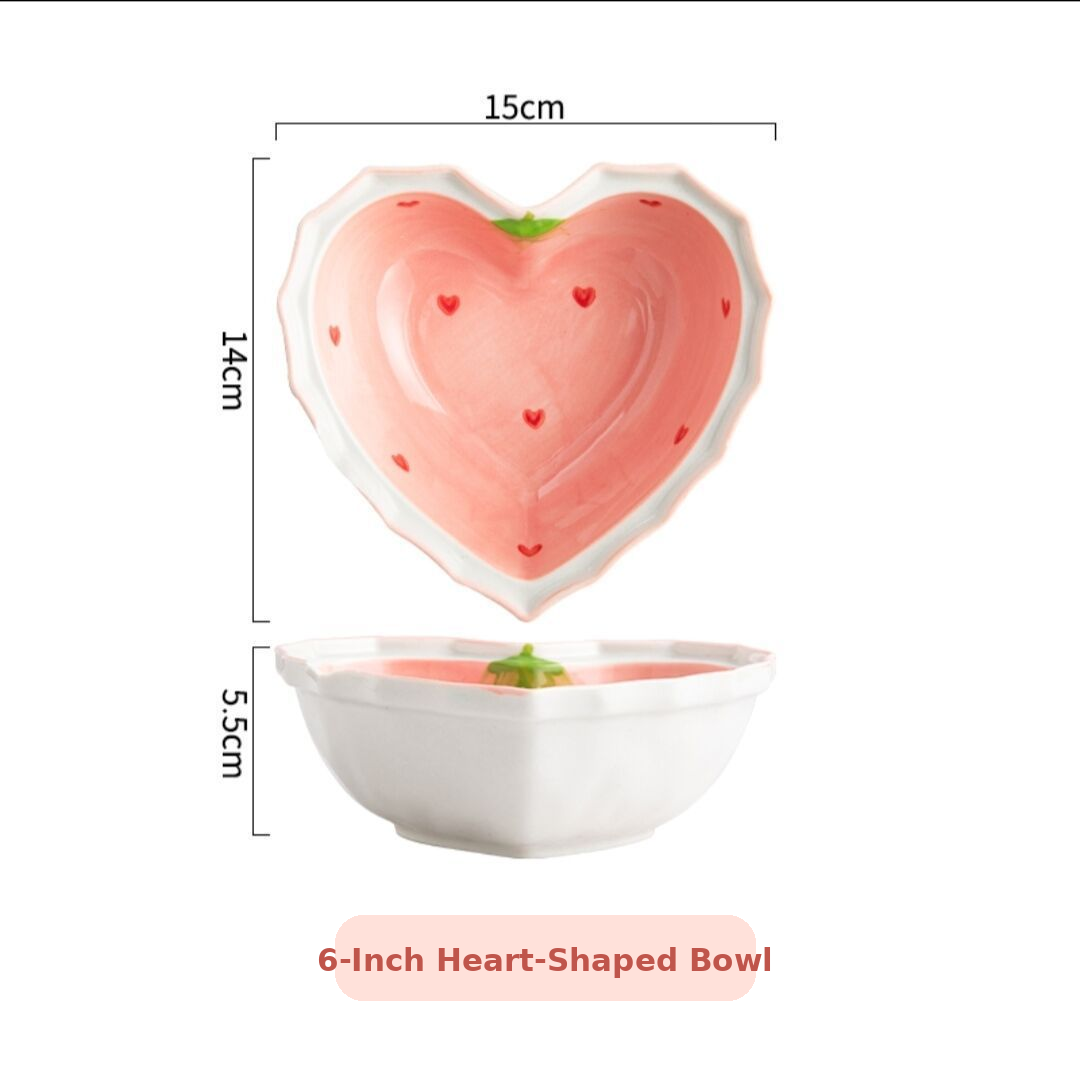Strawberry Heart Ceramic Bowl