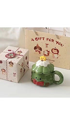 Merry Tree Ceramic Mug with Lid