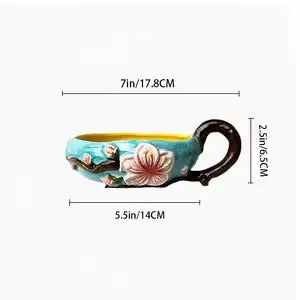Peach Blossom Relief Handle Bowl