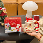 Christmas Charm Ceramic Tumbler with Straw