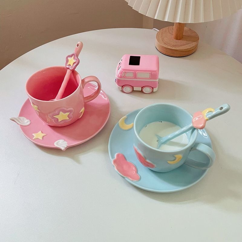 Celestial Hand-Painted Ceramic Cup Set
