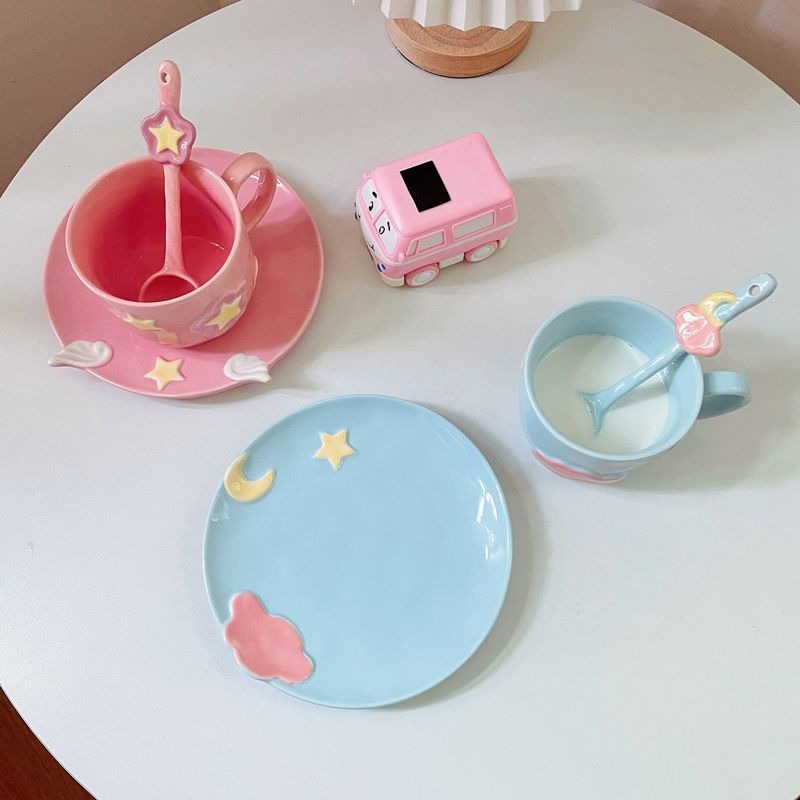 Celestial Hand-Painted Ceramic Cup Set