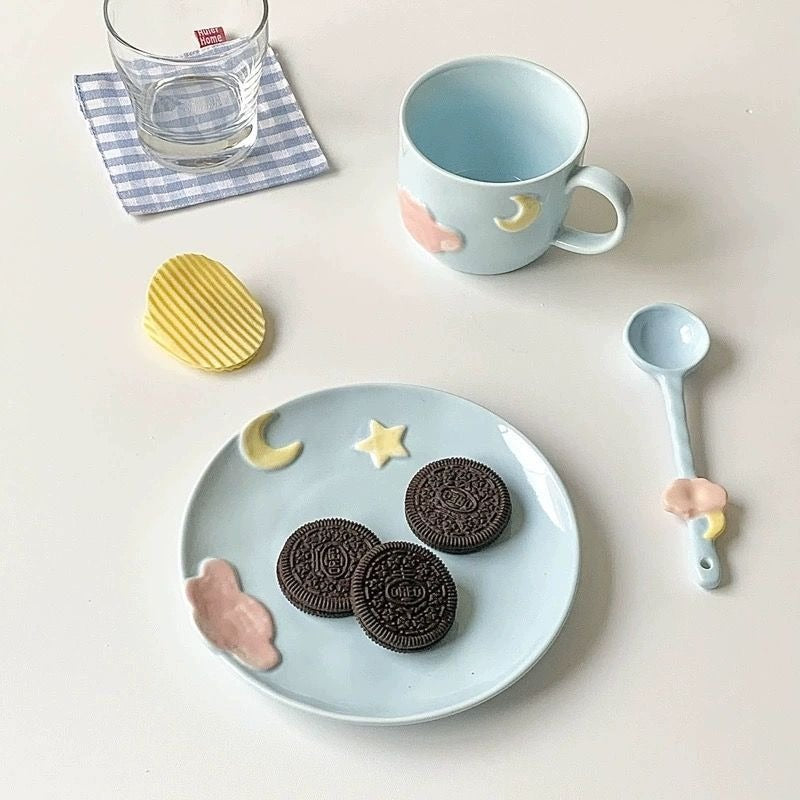 Celestial Hand-Painted Ceramic Cup Set