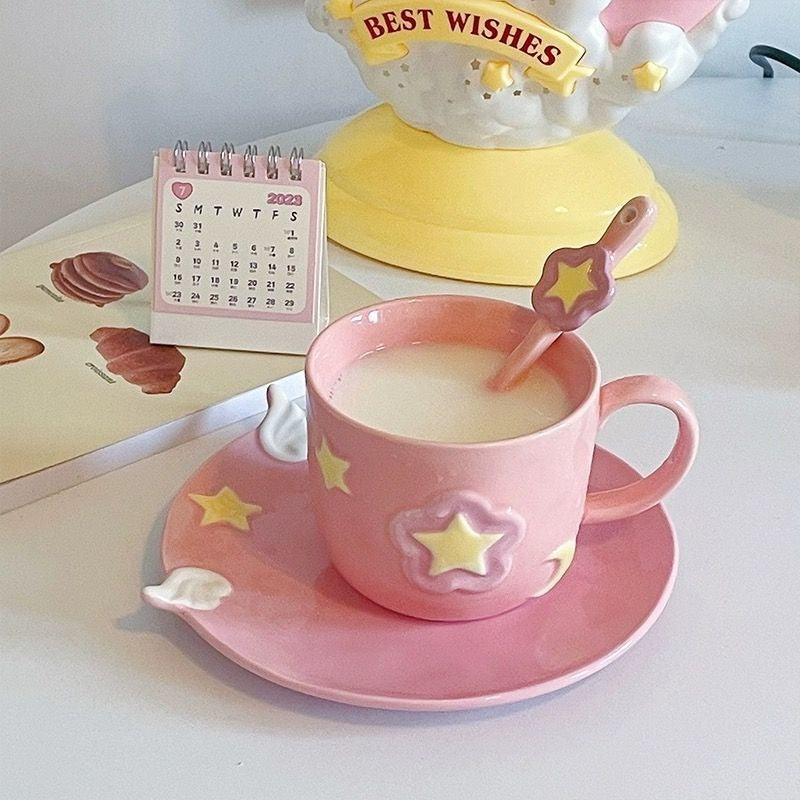Celestial Hand-Painted Ceramic Cup Set