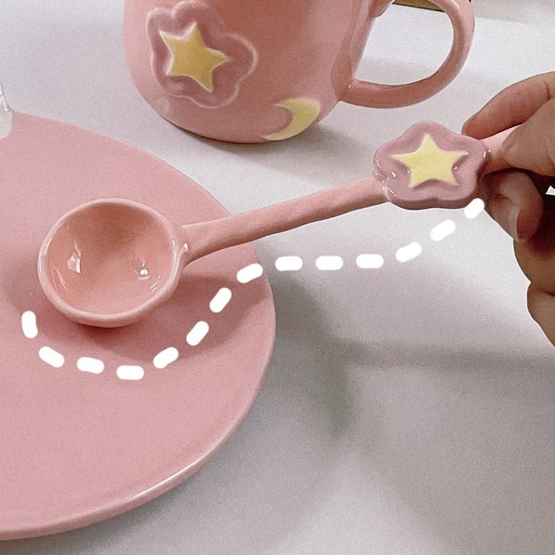 Celestial Hand-Painted Ceramic Cup Set