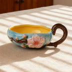 Peach Blossom Relief Handle Bowl