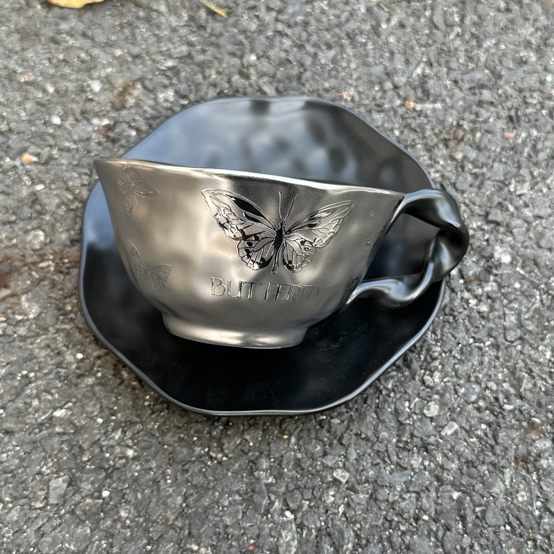 Papillon Relief Cup & Saucer
