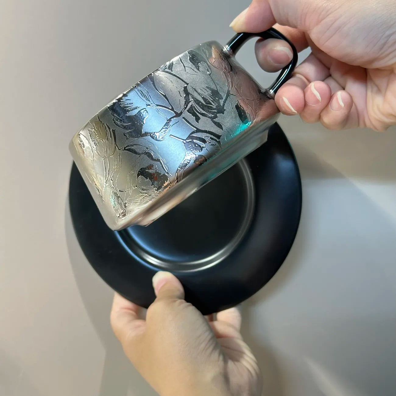 Silver Sakura Relief Cup