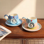 Cute Penguin Ceramic Mug & Saucer Gift Set
