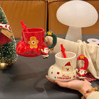 Christmas Charm Ceramic Tumbler with Straw