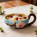Peach Blossom Relief Handle Bowl