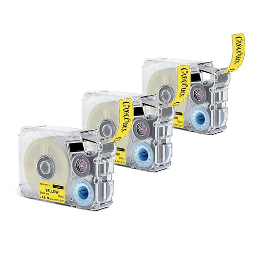 Phomemo 12.5mmx74mm+35mm Black on Yellow Cable Label Tapes for P15/A30