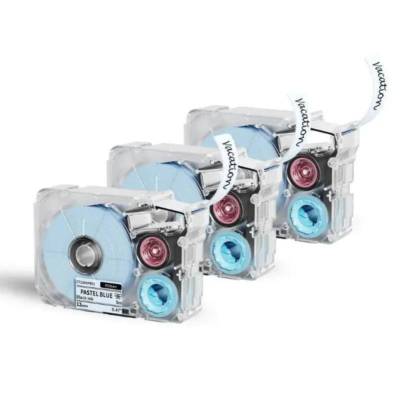 Phomemo T27 12mmx5m Pastel Blue&White&Red Ribbon Label Tapes for P15/A30
