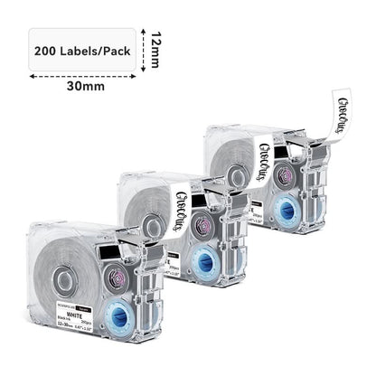 Phomemo 12x30mm Black on White Thermal Transfer Label Tapes for P15/A30