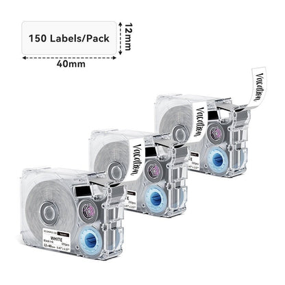 Phomemo 12x40mm Black on White Thermal Transfer Label Tapes for P15/A30