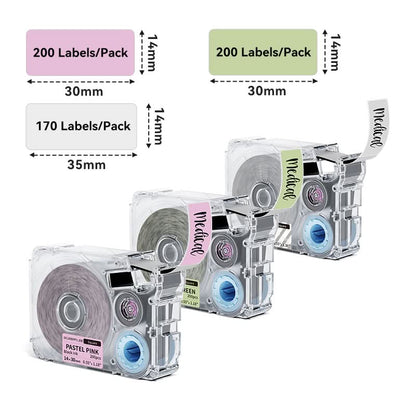 Phomemo 14mm Pink&Green&Clear Thermal Transfer Label Tapes for P15/A30