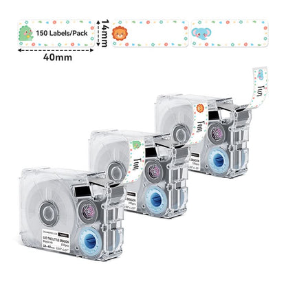 Phomemo 14x40mm Black on Leo The Little Dragon Patterns Label Tapes for P15/A30