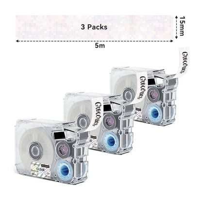 Phomemo 15mmx5m Black on Clear Colorful Standard Label Tapes for P15/A30