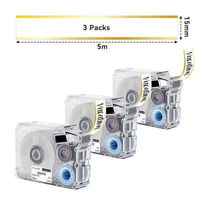 Phomemo 15mmx5m Black on White Hot Stamping Label Tapes for P15/A30