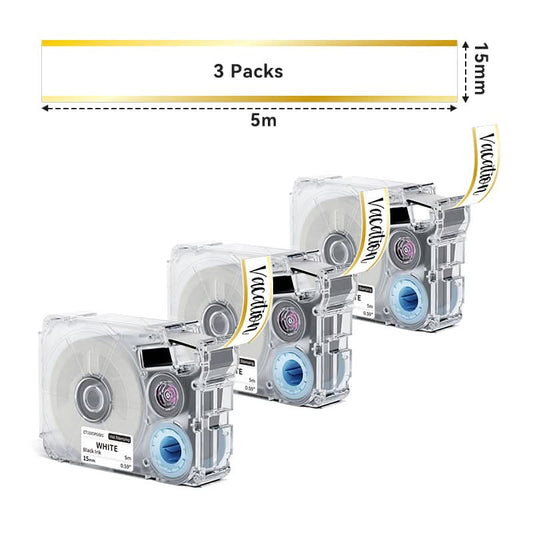 Phomemo 15mmx5m Black on White Hot Stamping Label Tapes for P15/A30