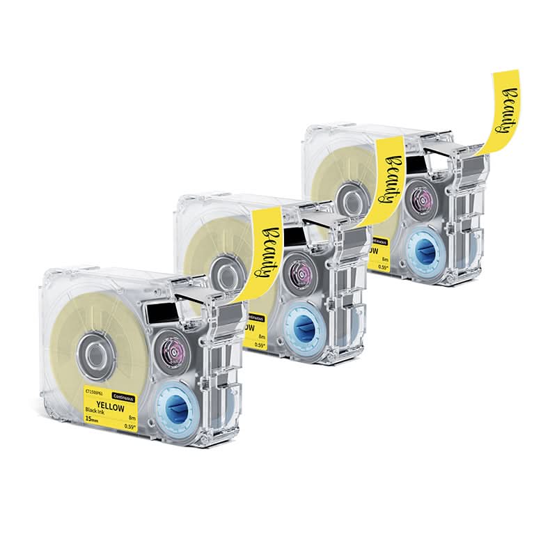 Phomemo 15mmx8m  Black on Yellow Continuous Label Tapes for P15/A30
