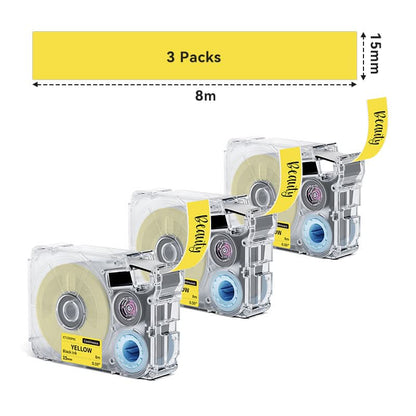 Phomemo 15mmx8m  Black on Yellow Continuous Label Tapes for P15/A30