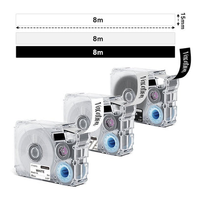 Phomemo 15mmx8m White&Black&Clear Continuous Label Tapes for P15/A30
