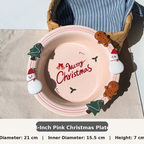 Pink Christmas Character Ceramic Plate